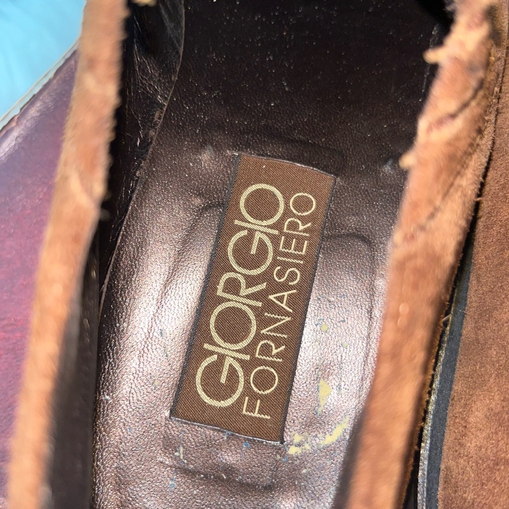 Giorgio Fornasiero Men’s Brown Suede SquareToe Dress Church Shoes Size 10 - Picture 3 of 6
